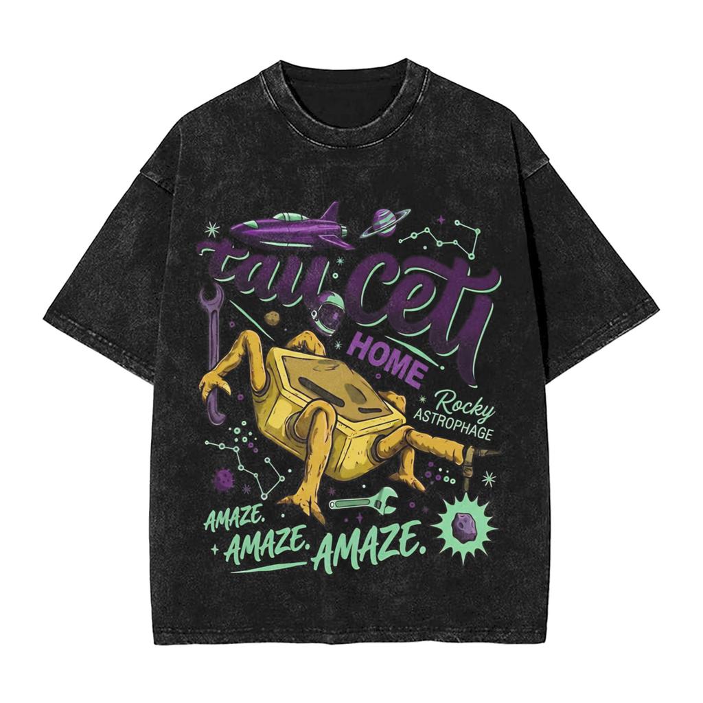 Fun The Petrova Line Project Hail Mary Themed Tshirt For Men Cotton Washed T Shirts Short Sleeve Tee Shirt Original Clothing