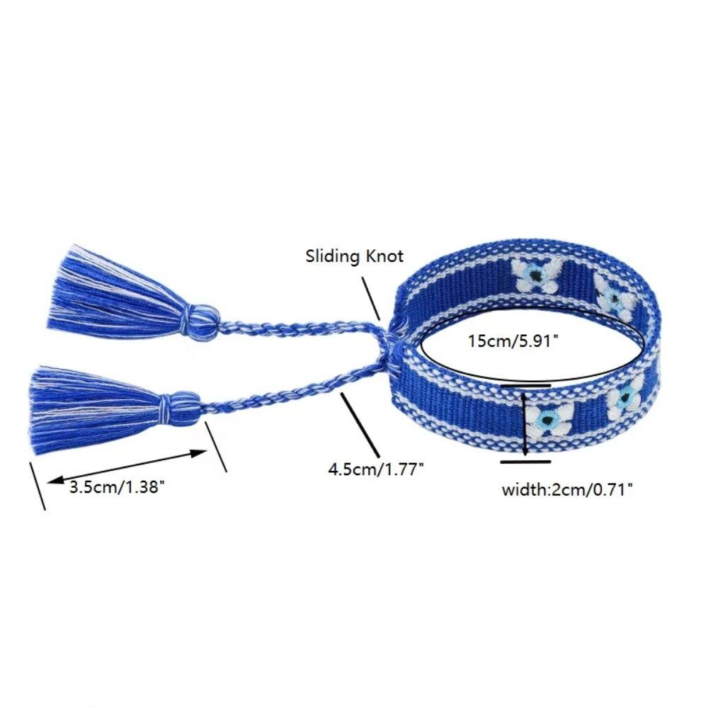 Складываемые плетеные браслеты-шармы, регулируемый веревочный браслет с синими глазами, женский, для девочек