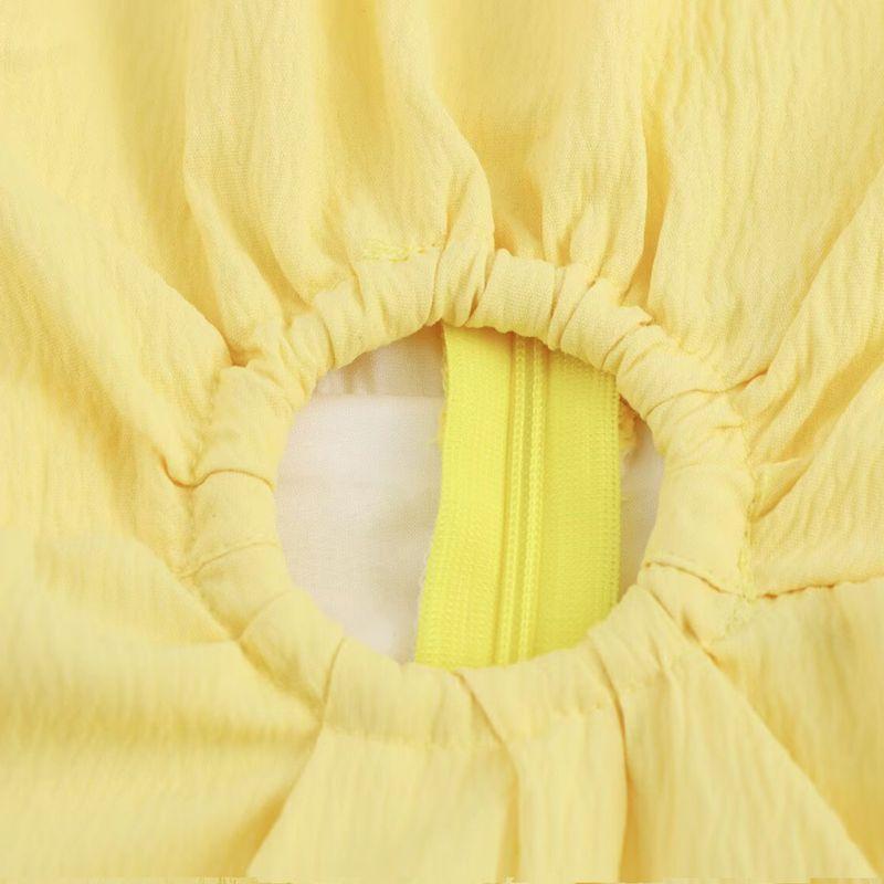 Kaslead New Women Clothes Western Style Fashion Laminated Frill Sleeveless Waist-Exposed Dress