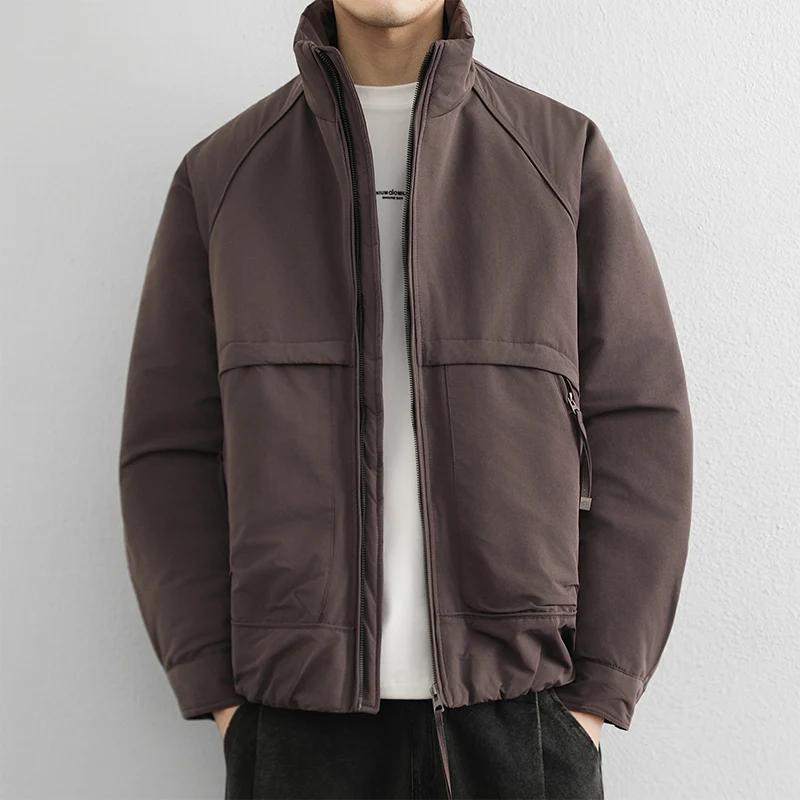 Осень Зима Мужская Свободная Куртка Харадзюку Мужские Куртки Парки Мужская Мода Повседневные Пальто Мужская Верхняя Одежда Черные Хлопковые Утепленные Куртки