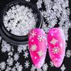 3D Christmas Snowflakes Metal Nail Glitter Sequins Mixed-Design Hollow-Out White Snow Flakes 3D Xmas Alloy SnowFlakes Decor