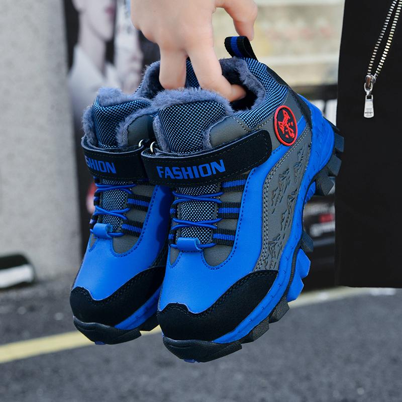 Осенне-зимние детские зимние ботинки с флисом, теплые, нескользящие, износостойкие, для детей, для занятий зимними видами спорта на открытом воздухе, для мальчиков