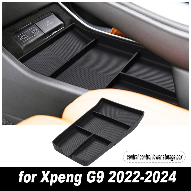 Car Central Storage Box for Xpeng G9 2022-2025 Cup Holder Dashboard Tray Organizer Tidying Black Interior Car Accessories TPE