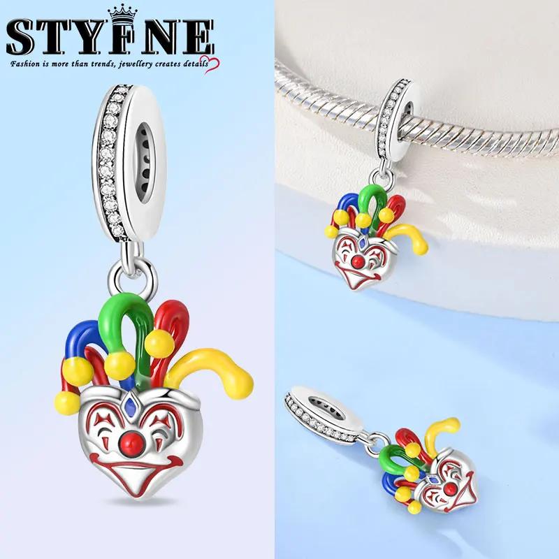 Anniversary Halloween Series Copper Circus, Clowns & Tickets Triple Dangle Charm Fits 3Mm Bracelet Funny Joker Beads Jewelry
