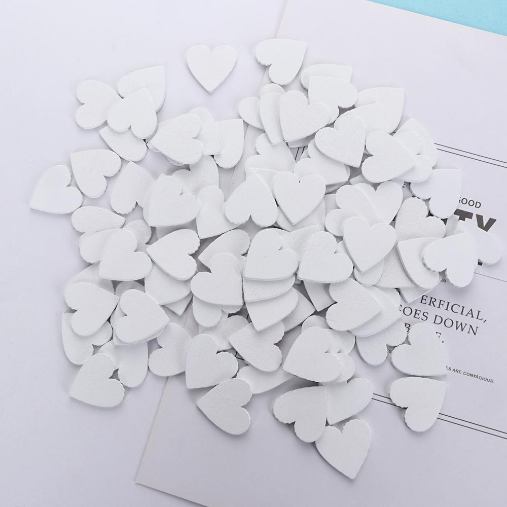 100pcs/set Chip DIY Crafts Art Collection Scrapbooking Heart Ornament Embellishment Natural Wood