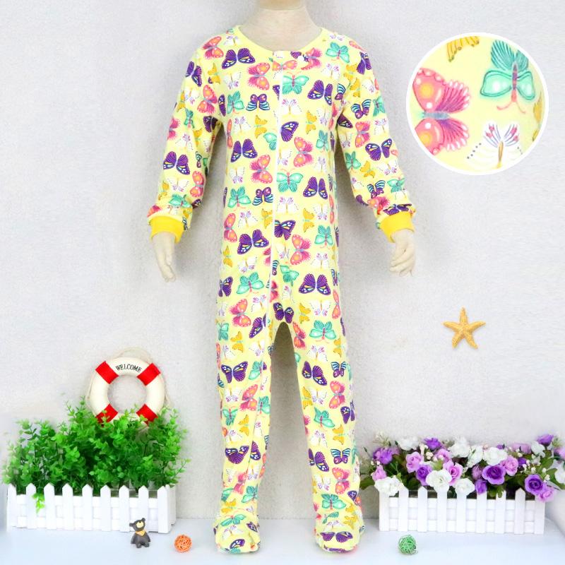 100% Хлопковые комбинезоны с длинным рукавом для мальчиков и девочек, возраст 2-7 лет, с застежкой-молнией и забавными узорами - Идеальная пижама