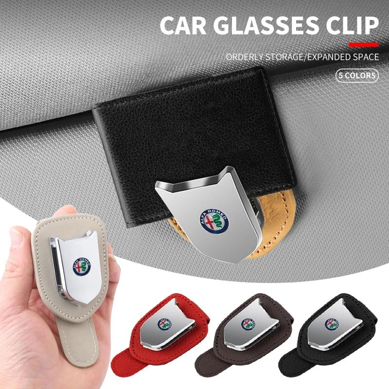 QTMYN1 Car Glasses Clip Sun Visor Sunglasses Holder Storage Clip For Alfa Romeo Giulia Giulietta 156 159 147 Mito Stelvio Sportiva GT