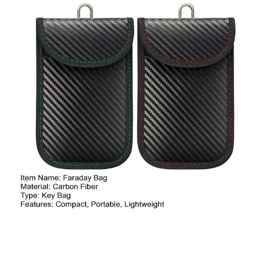 2 упаковки Сумка Фарадея Защитный брелок RFID Блокировка сигнала Сумка для ключей Противоугонный чехол для автомобильных ключей Совместимость с углеродным волокном Защитная клетка Фарадея