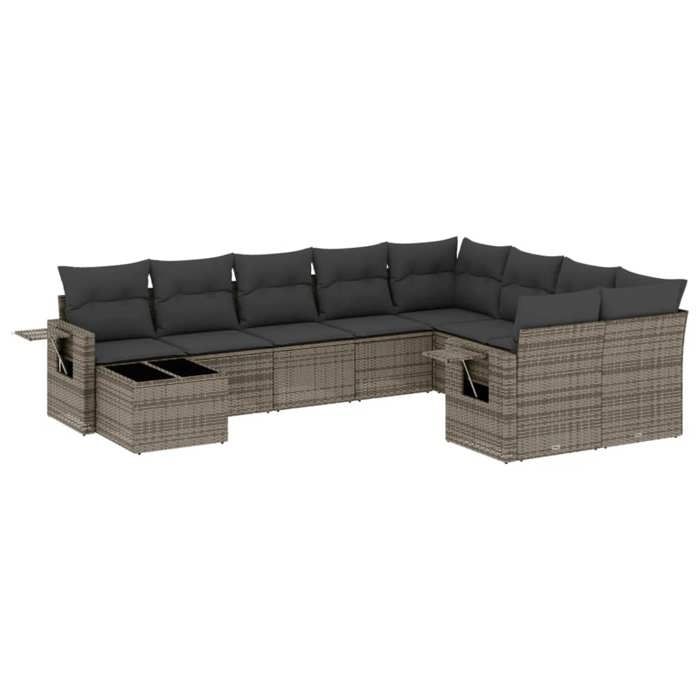 VidaXL Salon de Jardin avec Coussins 10 pcs, Canapés de Terrasse, Ensemble de Meubles de Patio, Mobilier d'Extérieur, Gris 3220659