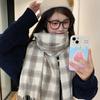 Imitation cashmere plaid scarf Korean atmosphere women's autumn and winter new thickened warm scarf fringe