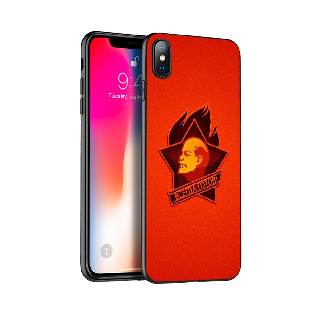 Черный чехол из ТПУ для iPhone 5 5s SE 2020 6 6s 7 8 plus x 10 чехол для iPhone XR XS 11 pro MAX чехол Ленин флаг Советского Союза