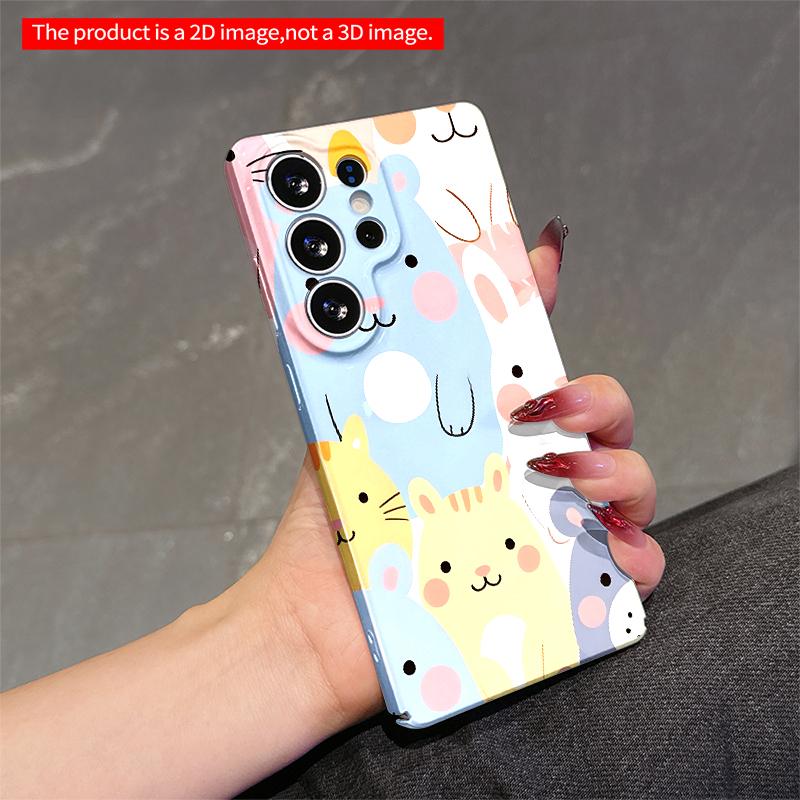 2DFlat Samsung phone case Cute Animal Friends Pattern Phone Case Applicable to Galaxy S22 S23 S24 S25ULTRA S26 A12 A13 A14 A15 A16