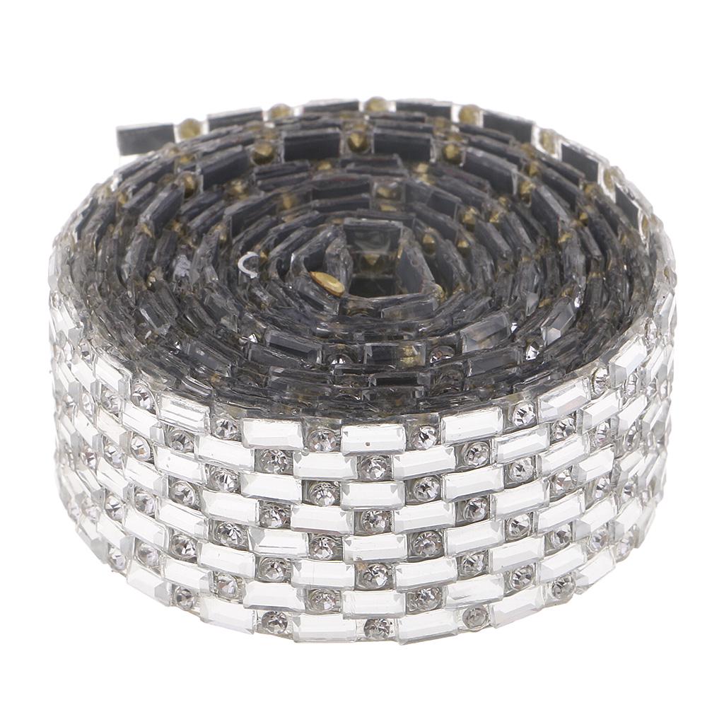 1 Yard Silver Rhinestone Ribbon Crystal Sewing Trim DIY Crafts 6 Rows 12mm