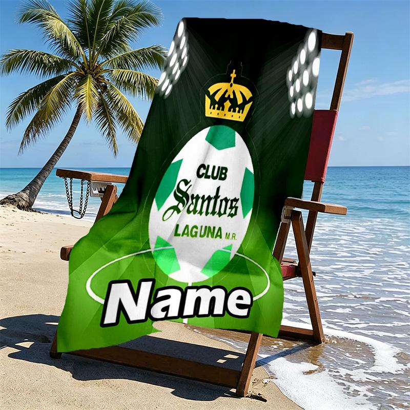 Custom Name Personalized Club Santos Laguna Print Beach Towel, for Trip Camping Beach Party Home Decor, Birthday Gift for Family & Friends