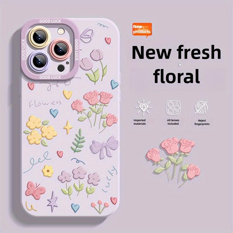 Яркий цветочный узор чехол для телефона подходит для iPhone 17 16 15 14 13 12 11 Pro/Max/Plus противоударная задняя крышка