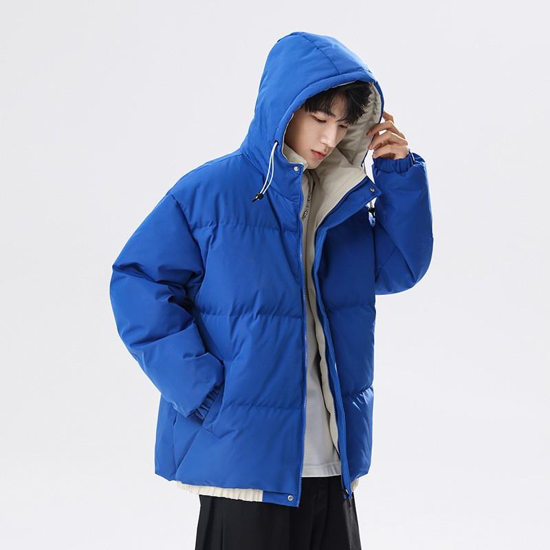 Mens Winter Thick Padded Hooded Cotton Jacket Loose Fit Casual Outerwear Youth