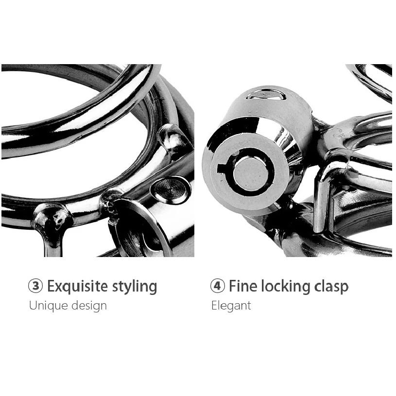Metal Chastity Cage Men's SM Anti-Cheating Bondage Device Penis Urethra Lock Adult Steel Restriction Chastity Cage Sex Toys