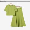 Женские блузки с коротким рукавом и юбки, летние комплекты из двух частей