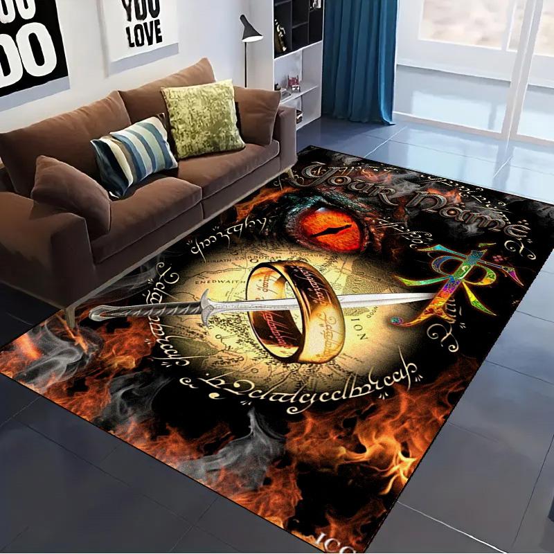 Name Custom Lord Rings Carpet Rug for Living Room Bedroom Home Sofa Decoration,Kids play Non-slip Floor Mat