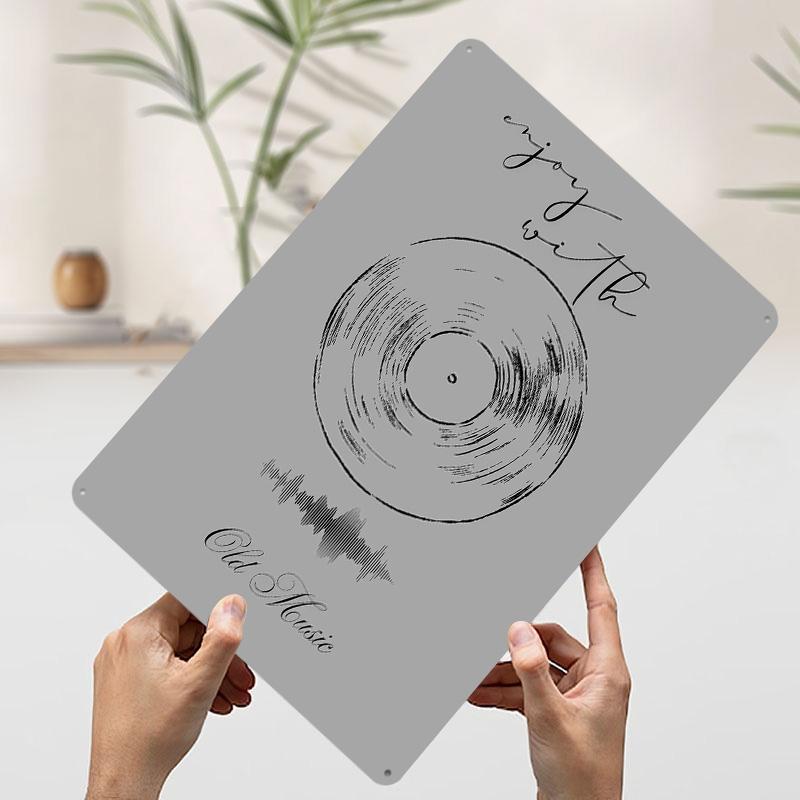 Enjoy With Old Music Tinplate Poster Customized Wall Art Vintage Retro Metal Signs for Coffee Bar Accessories Desk Decor Room