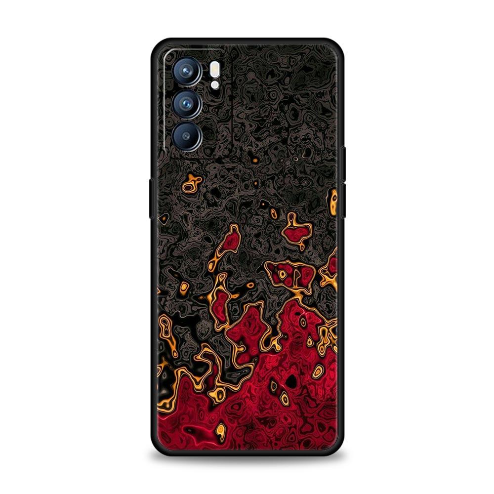 Black Red Ripple Art Phone Case For Oppo Reno 13 12 11 10 7 F Find X5 X6 A98 A80 A79 A78 A57 A54 A31 A17 Pro 5G Soft TPU Cover