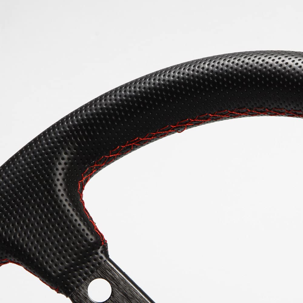 Steering 32mm Deep Perforated Red Cross Yellow Top Wheel, Diameter, Cone, 70mm, PVC, Stitch, (D32P)