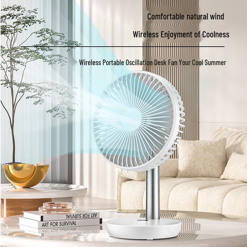 Компактный настольный вентилятор с oscillating-функцией и аккумулятором 4000 мАч, USB-зарядкой, таймером, бесшумной работой - Идеально для дома или офиса
