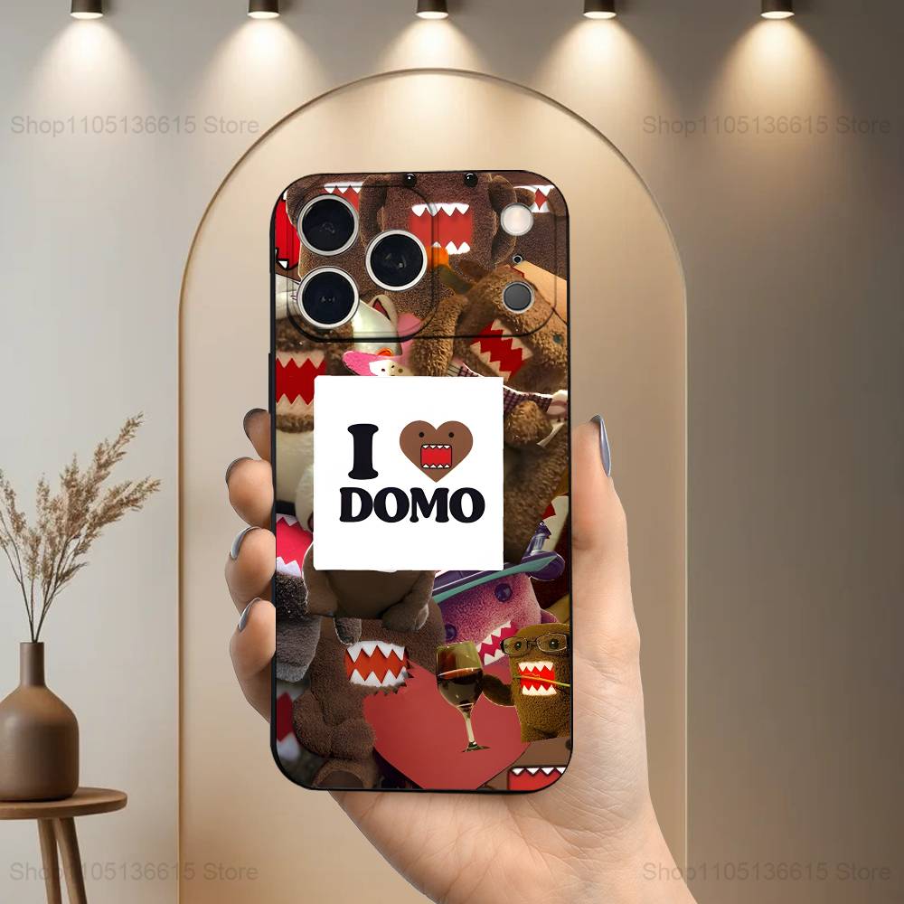 Милый чехол-арт D-DOMO-KUN для iPhone 17,16,15,14,13,12,11 Air,Plus,Pro Max,XS,X,XR,SE,Mini,8,7,Мягкий силиконовый черный чехол