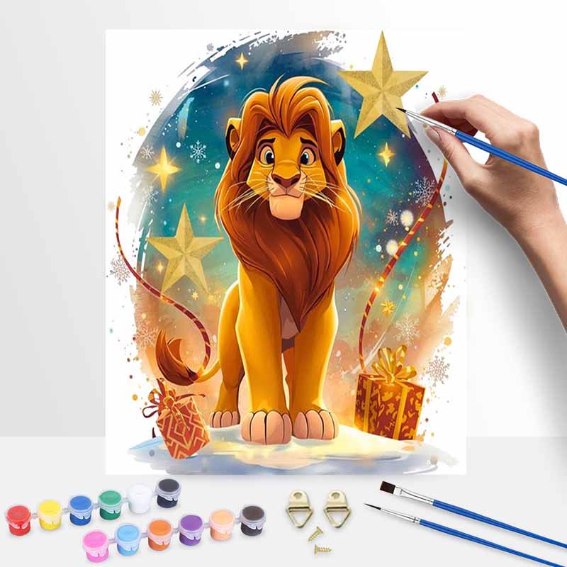 Disney Lion King Xmas Oil Paint Hand Painting Kit Decoration Classic Style Home Decor Art Craft DIY Painting Wall Hanging Gift Set