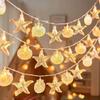 Solar LED Colorful Starfish & Seashell String Lights - Decorative Festival Atmosphere Lighting