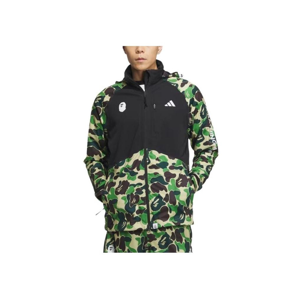 Adidas X Bape Black FW23 Камуфляжная лоскутная ветровка с капюшоном Мужская верхняя одежда IQ3679