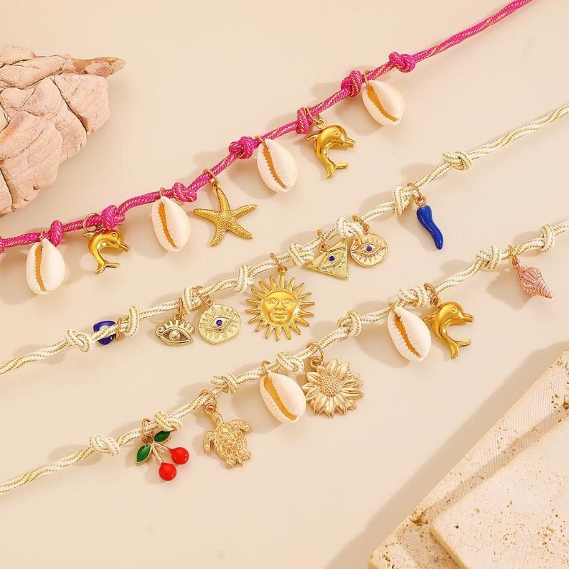 Летние украшения в богемном стиле с подвесками в виде ракушек и морских звезд, многорядное ожерелье, ручная работа, подарок для нее