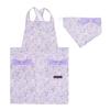 COLORFUL CANDY STYLE Water-Repellent Back Cross Apron with Triangle Scarf (100-120cm, Girls' Size, Muted Floral Print) No-Iron, Quick-Drying, Lightwei