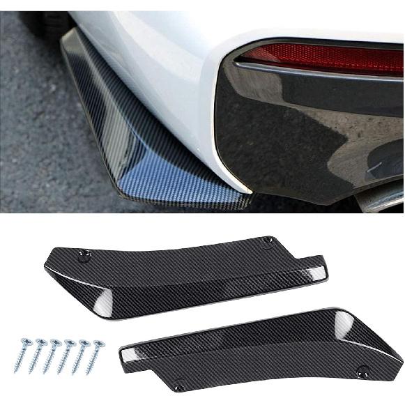 Augeny 2 PCS Rear Bumper Canard Diffuser, Anti-Crash Bumper Lip Body Kit, Universal Rear Installed Lip Diffuser Splitter Canard Protector (Carbon