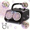 Automatic Bubble Machine, Bubble Blower with 2 Fans 20000+Bubbles Per/Min, Electric Bubble Maker for Kids Toddlers, Operated By Plug-in or Batteries