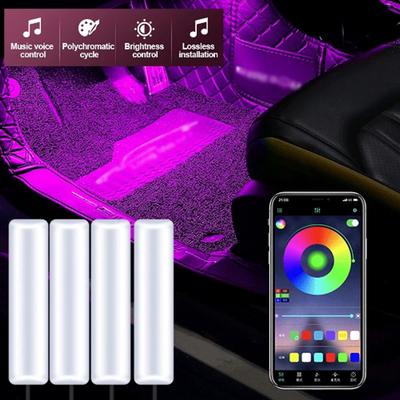 Светодиодная RGB подсветка салона автомобиля для ног с USB, беспроводным пультом, управлением голосом, музыкой, через приложение, от прикуривателя, подсветка ног в автомобиле