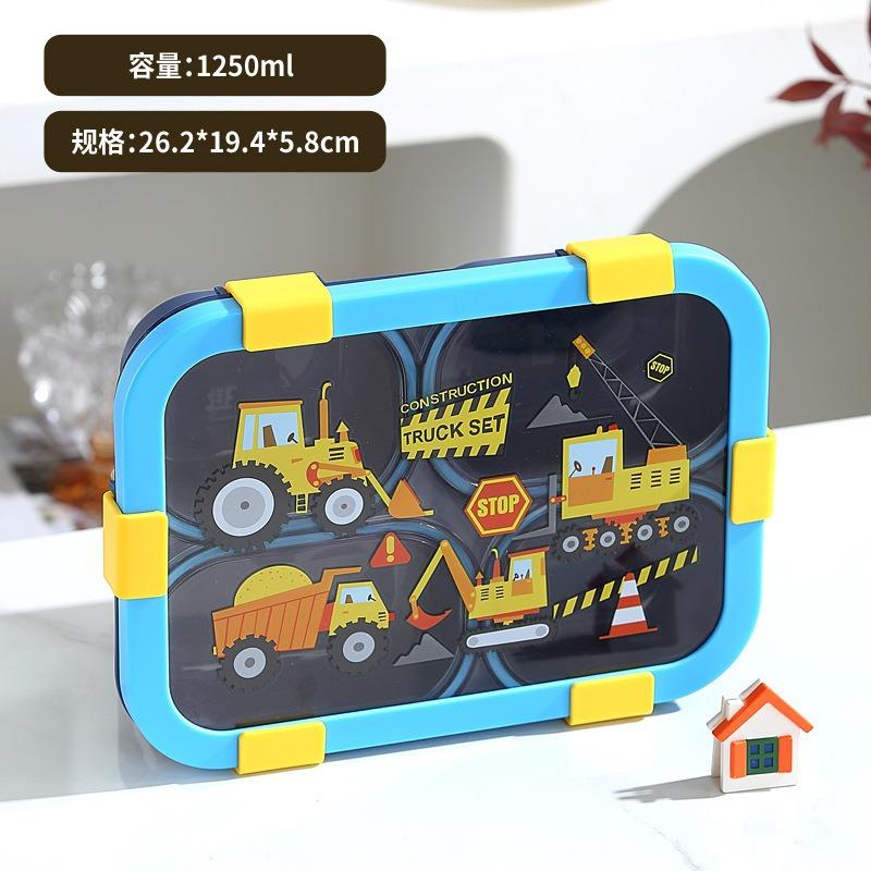Bento Box Food Grade Plastic Cartoon Microwave Safe Lunch Box for Students Adults Cute Portable Divided Meal Container