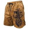 Мужские плавки-шорты с принтом черепа и парусника, boardshorts, со средней посадкой, ретро, винтаж, для отдыха на природе, на каждый день