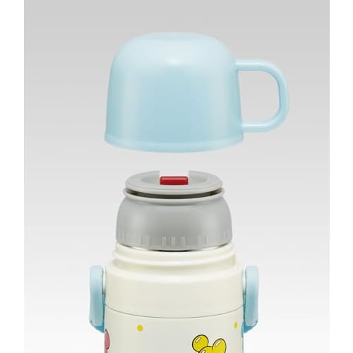 Skater Children's Water Bottle, 2-Way, 470ml (Direct Drinking) or 430ml (Cup Drinking), Disney Mickey & Friends Balloon Design, Stainless Steel, Insul