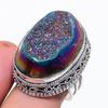 Натуральный титановый друзовый драгоценный камень 925 стерлинговое серебро ювелирное кольцо размер 9 l4e35