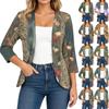 Женский легкий кардиган свободного кроя с цветочным принтом в винтажном стиле и рукавами три четверти