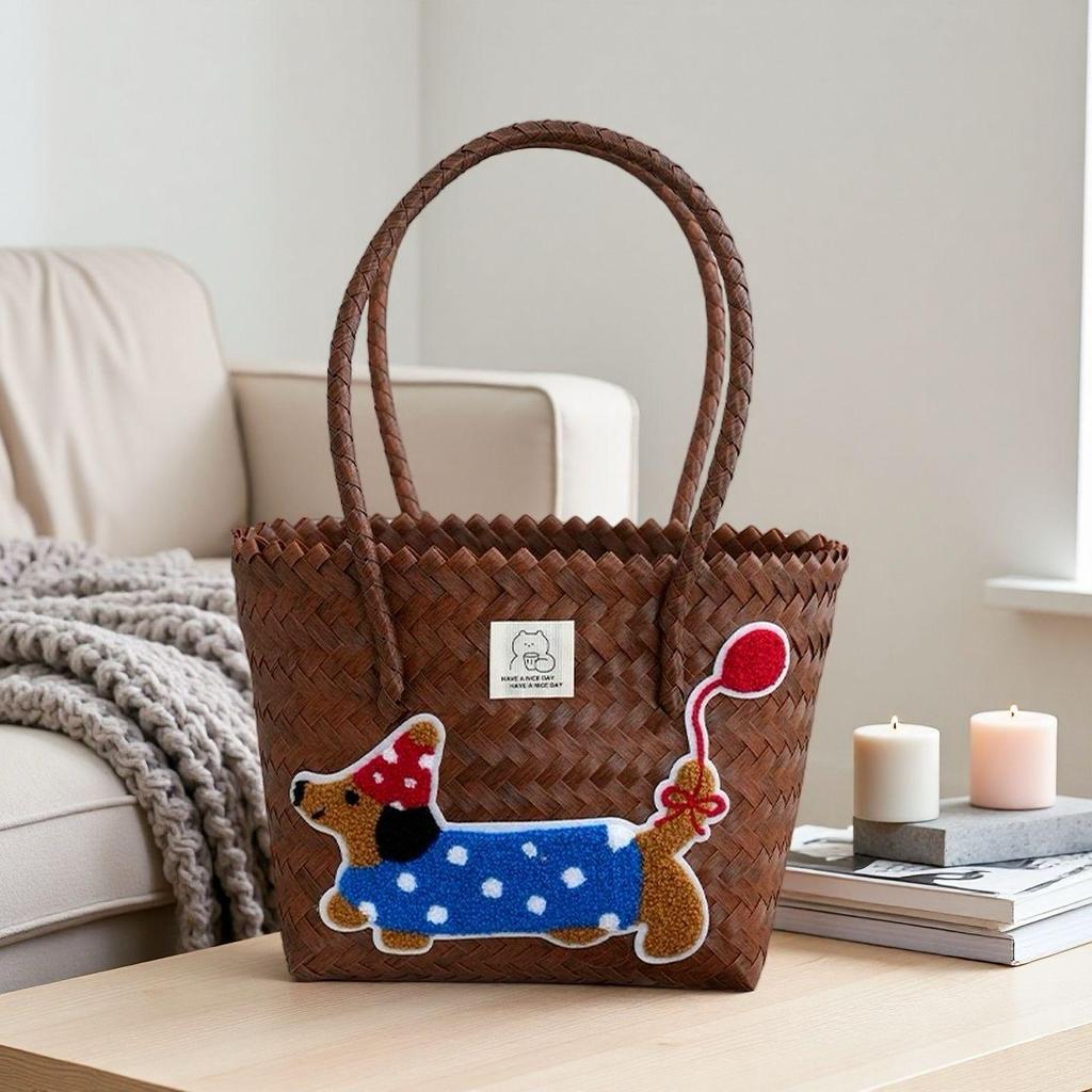 Сумка и корзина для хранения ручной работы с вышивкой «Такса»