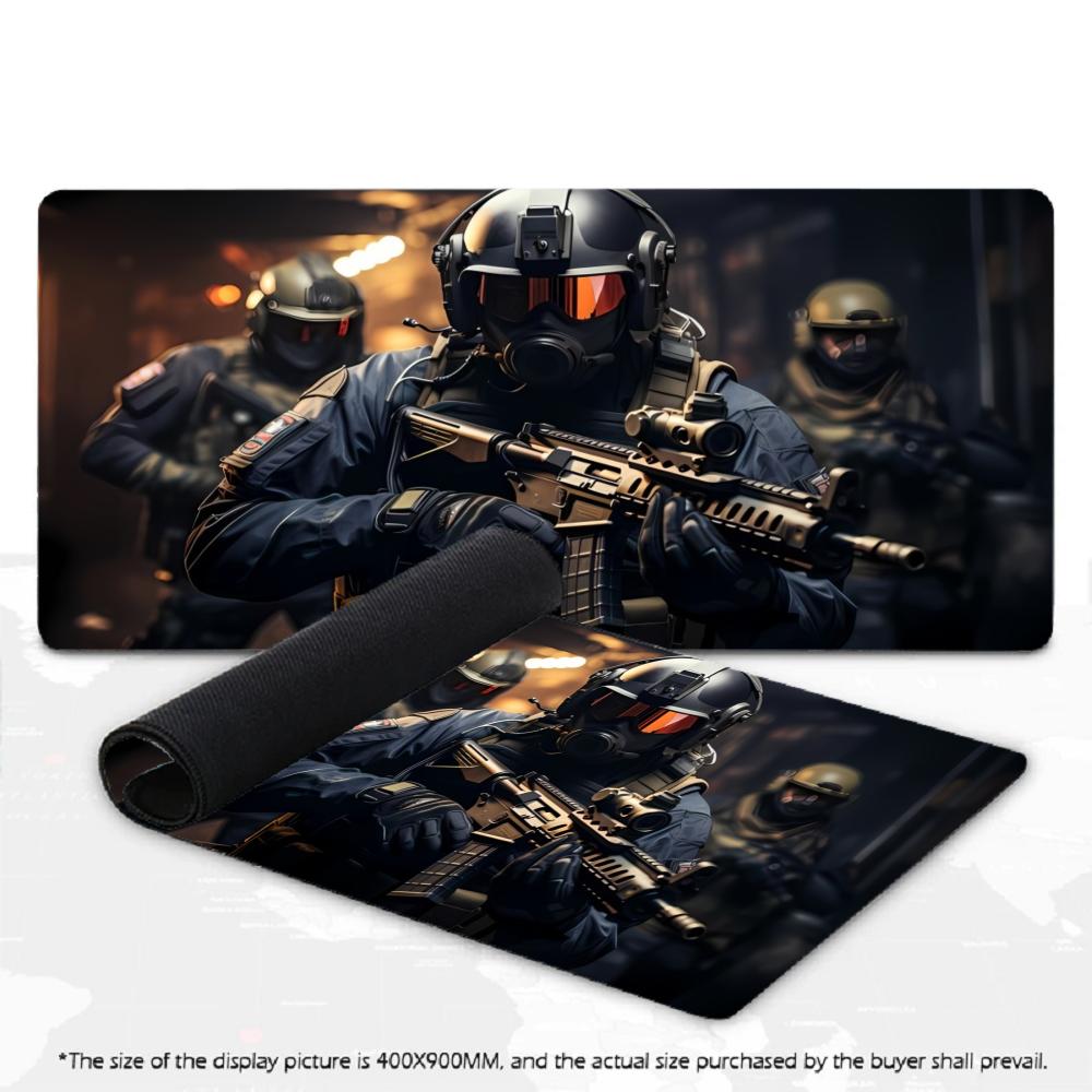 XXL Ghost Soldier Tactical Pattern Gaming Mouse Pad Non Slip Desk Mat For PC Laptop Keyboard Military Themed Office Surface