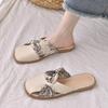 Guochao Evening Flat French Temperament Lazy One Pedal 2025 New French Gentle Baotou Half Slippers Women's Summer