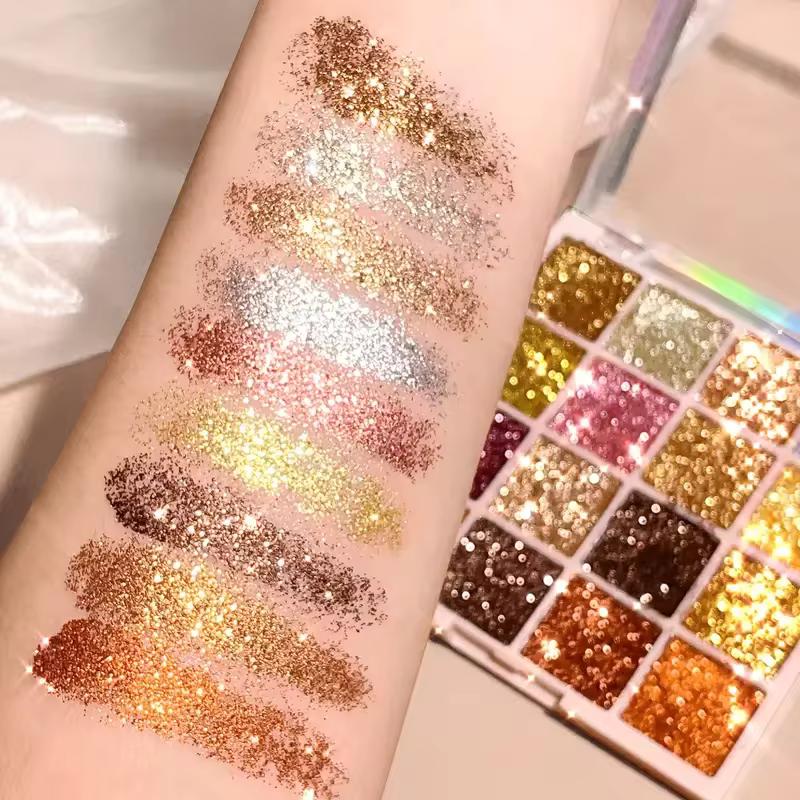 Профессиональная блестящая палитра теней для век Shimmer Diamond Makeup для танцевального выступления сценический макияж 16 цветов