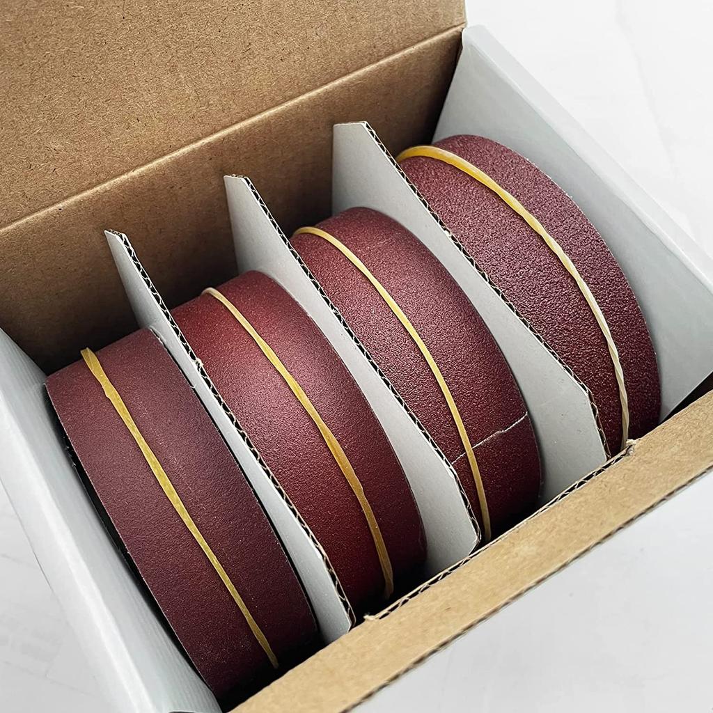 4 Grits Sandpaper Rolls Long Abrasive Sand Paper Rolls with Dispenser for Woodworking Metal Polishing 120 180 360 600 Grits Per Roll 6 Meters