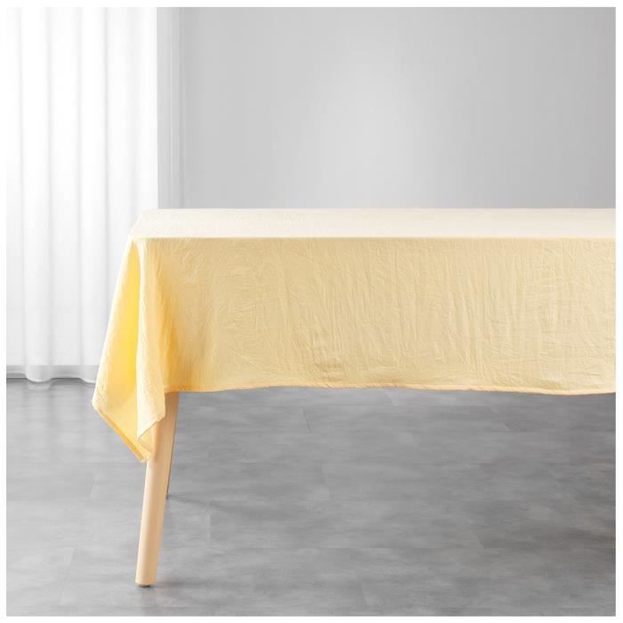 Nappe rectangulaire - Suzy - 140 x 240 cm - Microfibre lavée - Jaune - Effet froissé