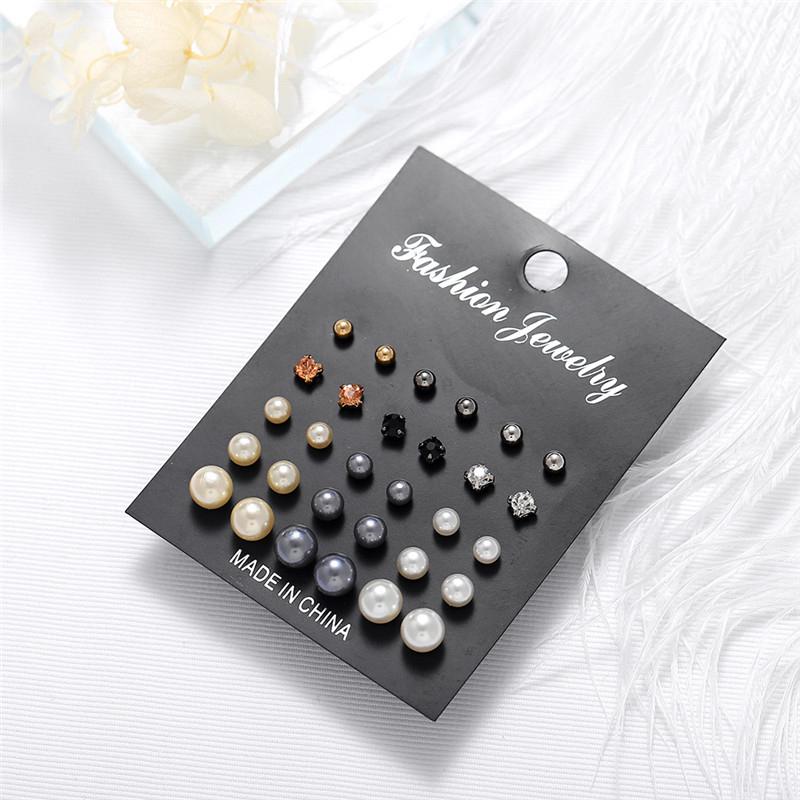 Small Simulation Pearl Earrings Set Women Korean Fashion Color Bead Stud Earring Jewelry