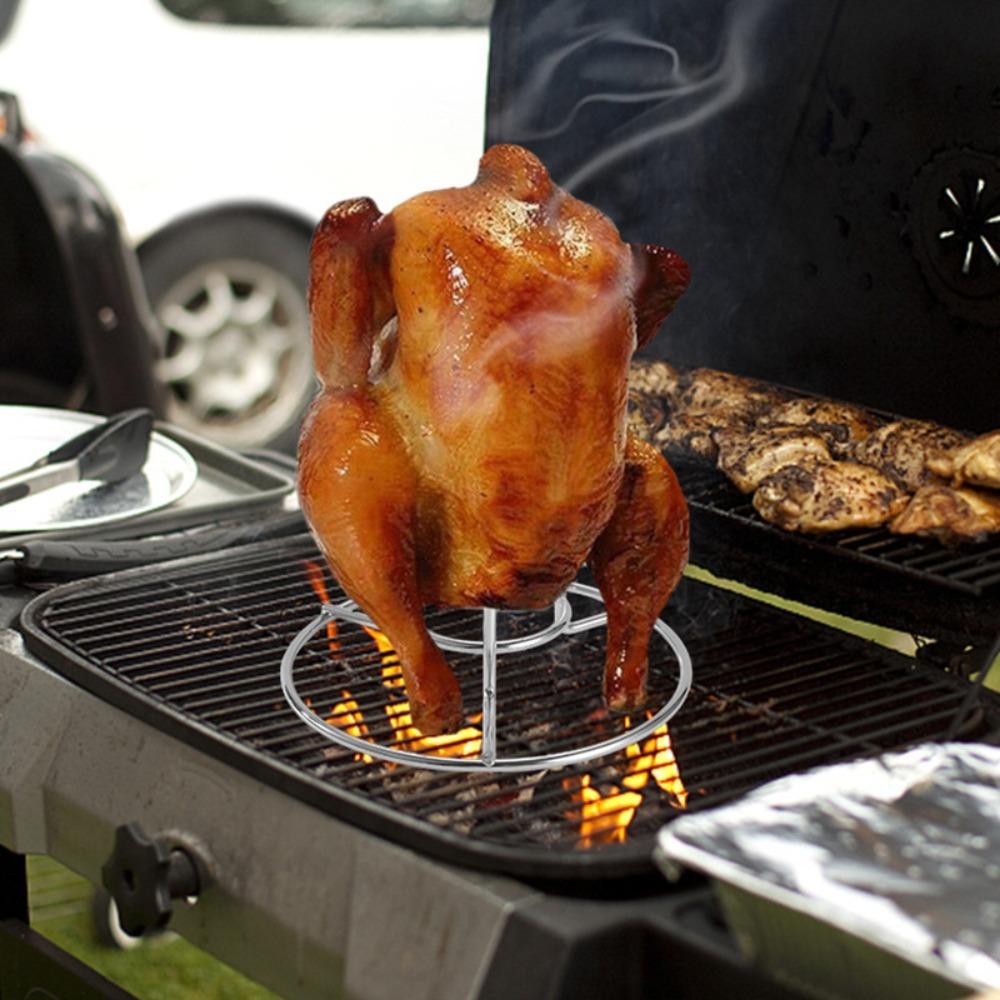 Thickened Steel Wire Chicken Grill Stand Stainless Steel BBQ Roasting Holder  Turkey