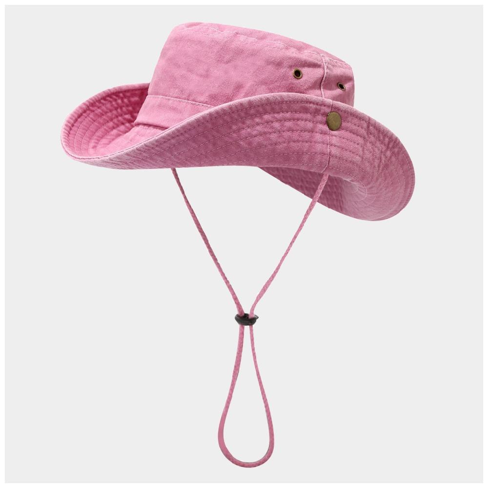 Washed Fisherman Cap Outdoor Bucket Hat Wide Brim Sun Protection Adjustable Drawstring Foldable Design for Fishing Hiking Unisex